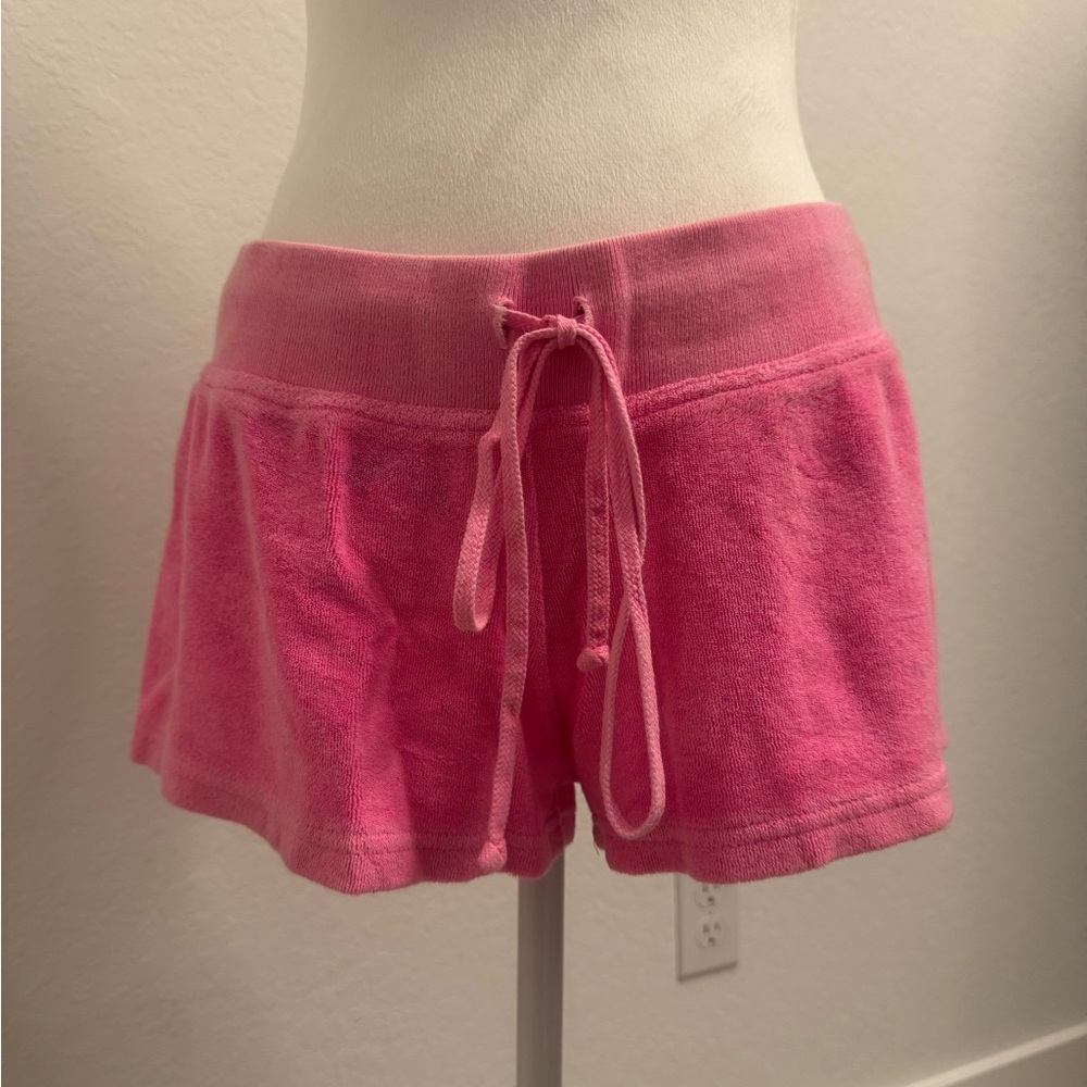 Soft Pink Terry Drawstring Lounge Shorts